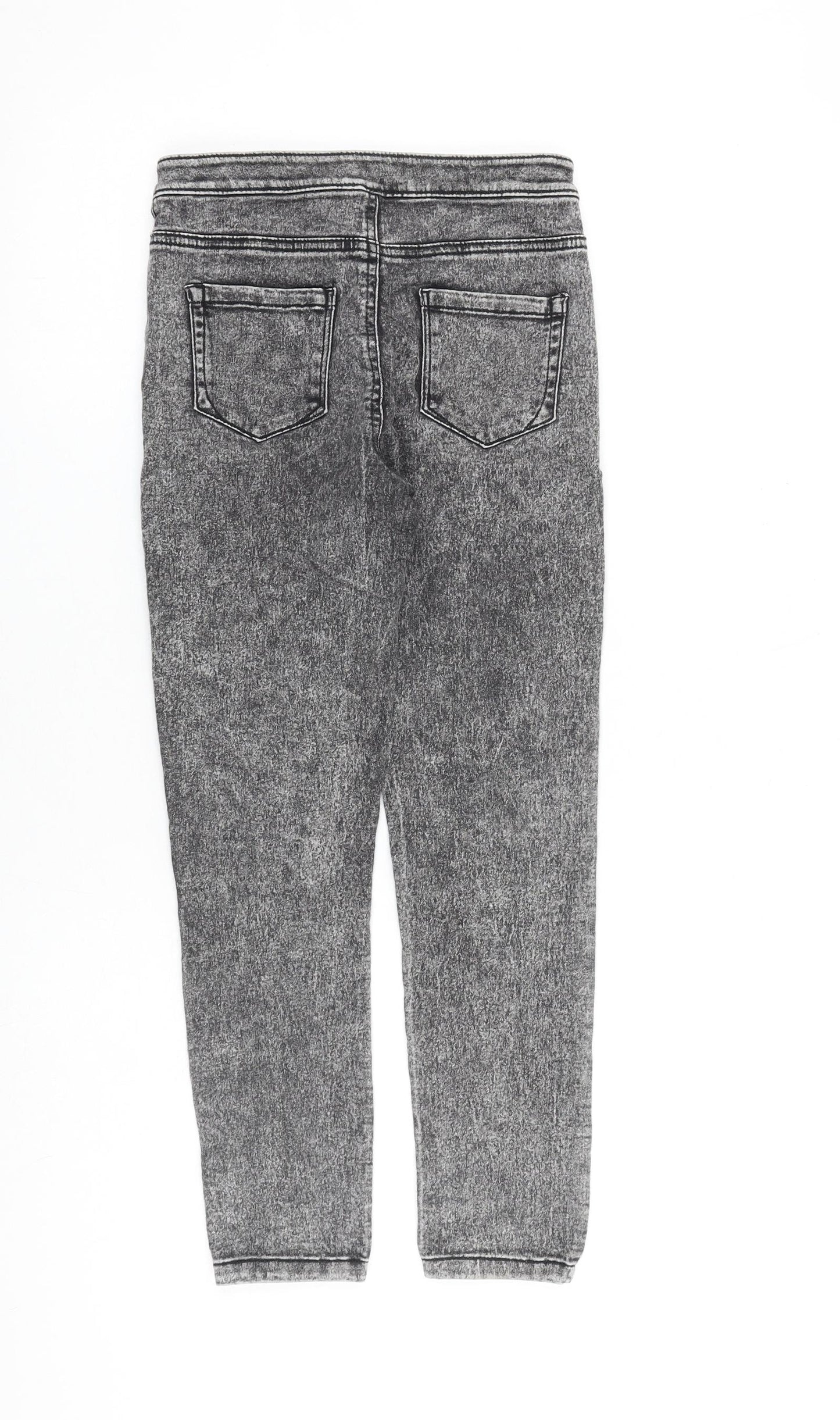 Denim & Co. Girls Grey Cotton Skinny Jeans Size 9-10 Years L23 in Regular Zip