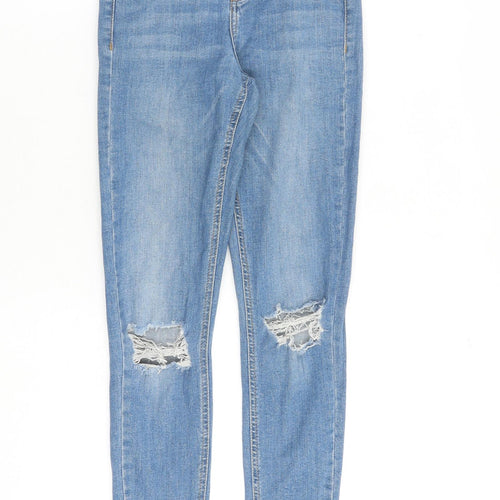 Topshop Womens Blue Cotton Skinny Jeans Size 24 in L32 in Regular Zip