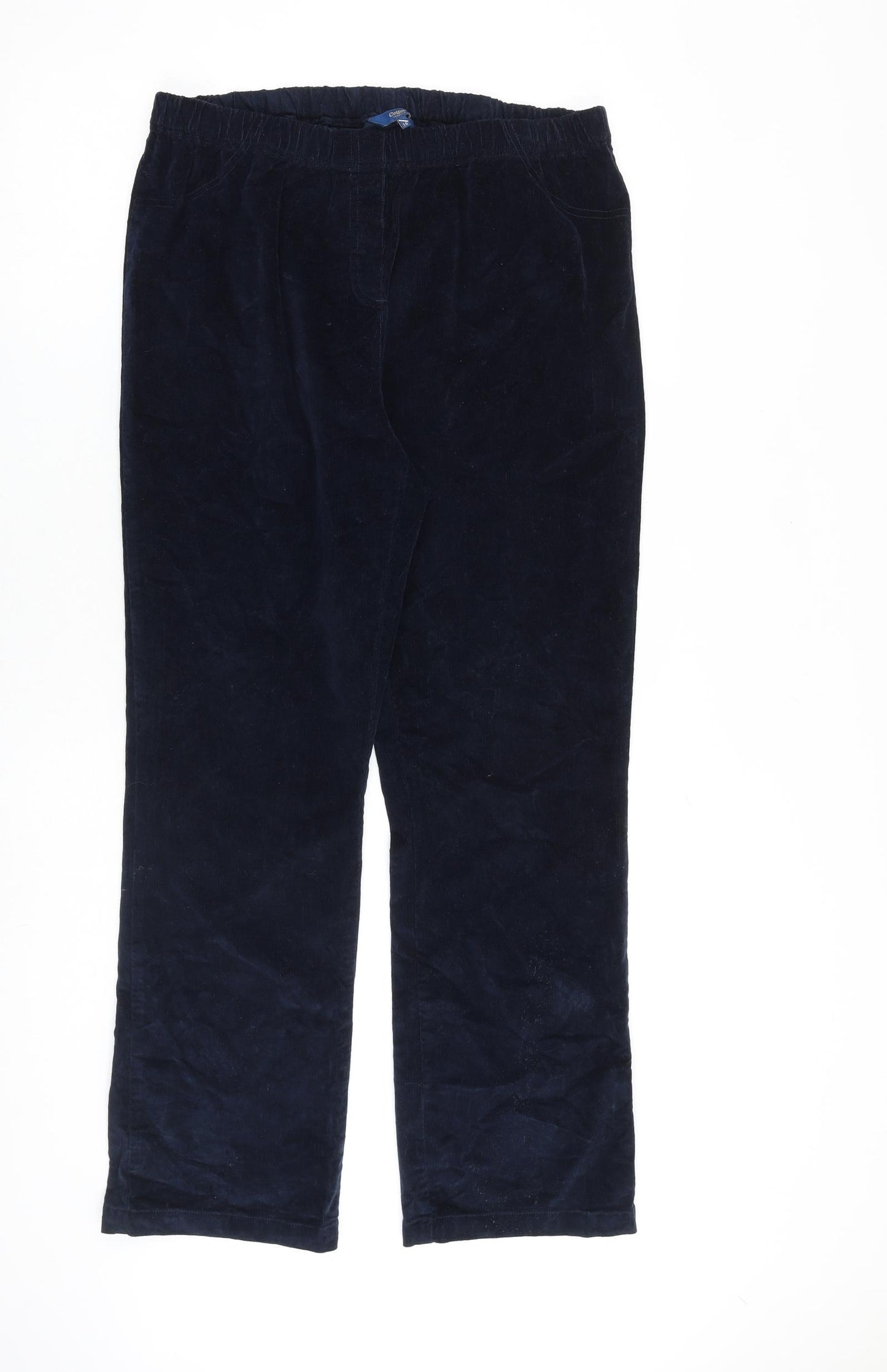 Cotton Traders Womens Blue Cotton Trousers Size 16 L29 in Relaxed