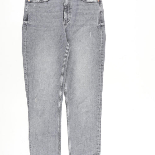 Zara Womens Grey Cotton Skinny Jeans Size 10 L28 in Regular Zip