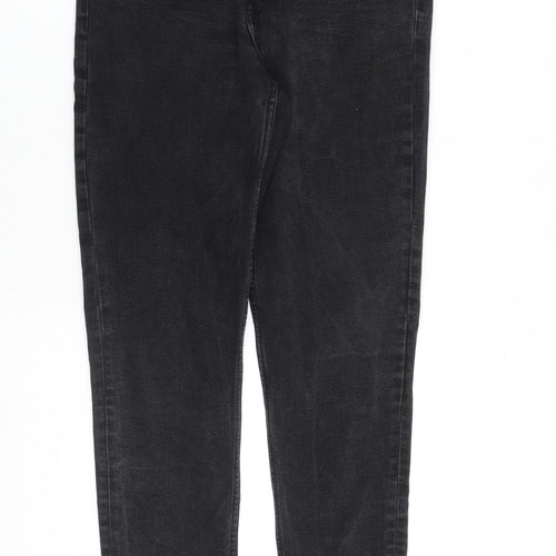 Sinsay Womens Black Cotton Tapered Jeans Size 14 L29 in Regular Zip