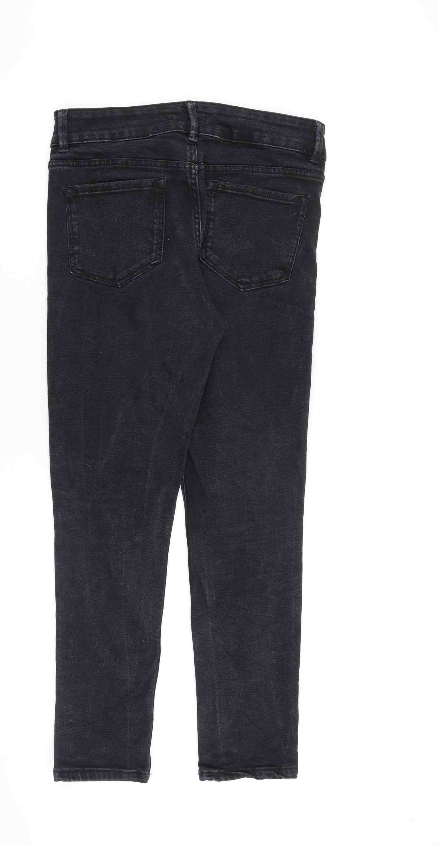 Sinsay Womens Black Cotton Tapered Jeans Size 14 L29 in Regular Zip