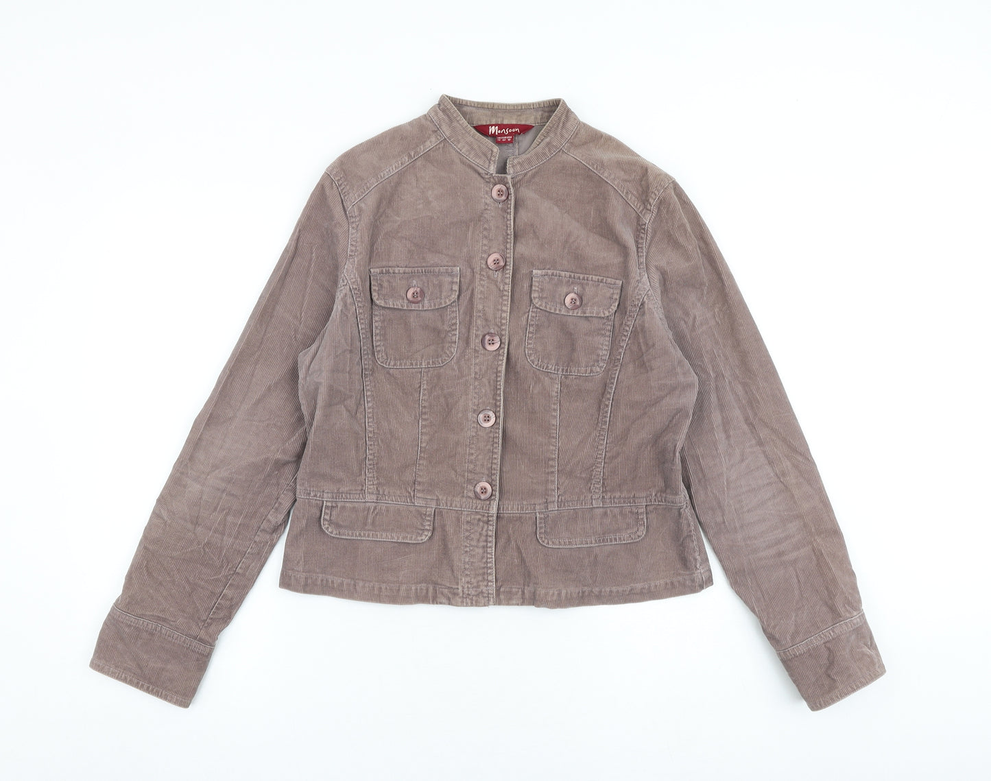 Monsoon Womens Brown Jacket Size 14 Button