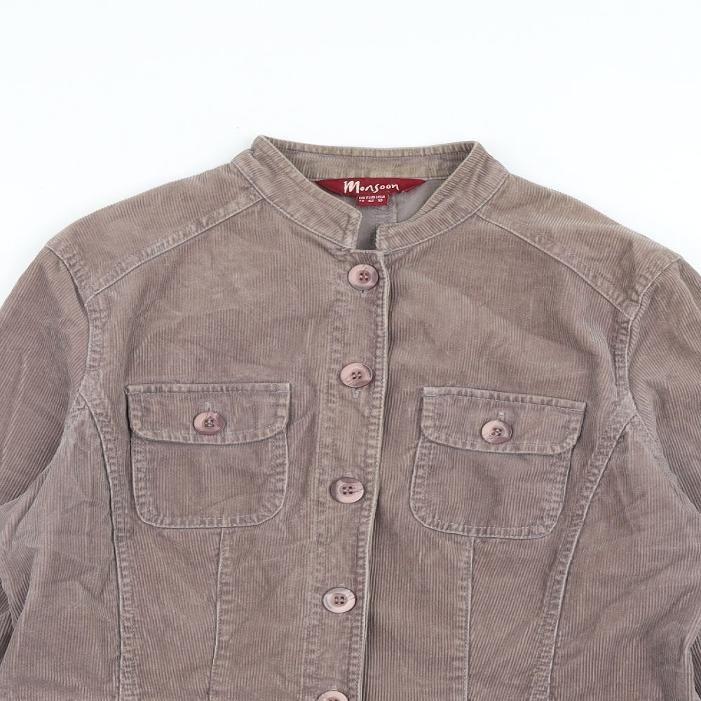 Monsoon Womens Brown Jacket Size 14 Button