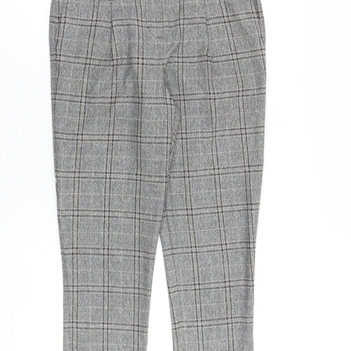 NEXT Womens Grey Plaid Polyester Trousers Size 6 L26 in Regular Zip