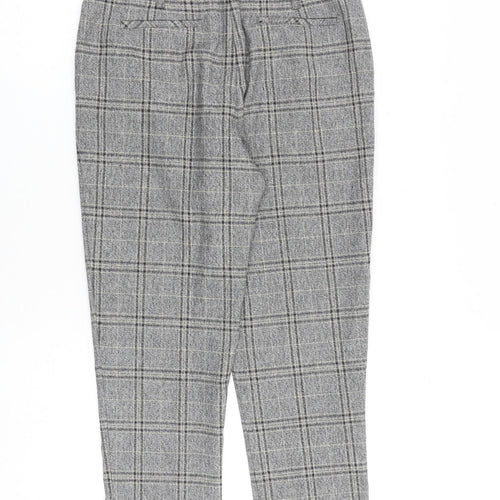 NEXT Womens Grey Plaid Polyester Trousers Size 6 L26 in Regular Zip