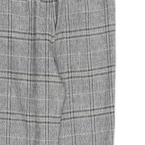 NEXT Womens Grey Plaid Polyester Trousers Size 6 L26 in Regular Zip