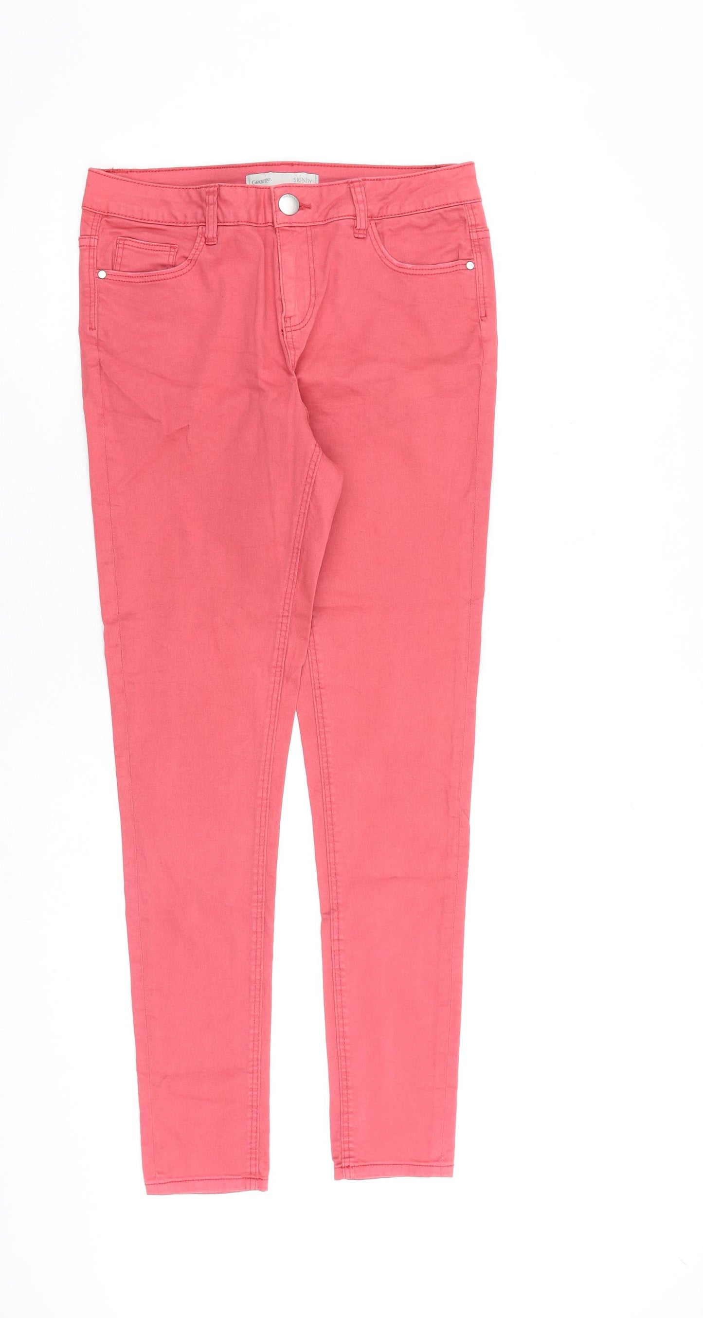 George Womens Pink Cotton Skinny Jeans Size 12 L30 in Slim Zip