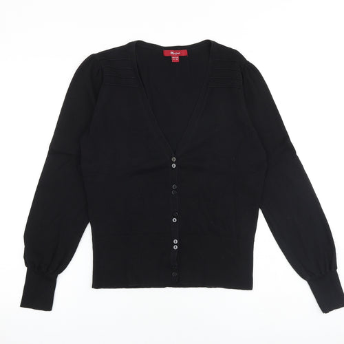 Monsoon Womens Black V-Neck Cotton Cardigan Jumper Size 12