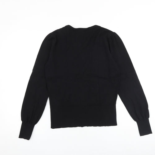 Monsoon Womens Black V-Neck Cotton Cardigan Jumper Size 12