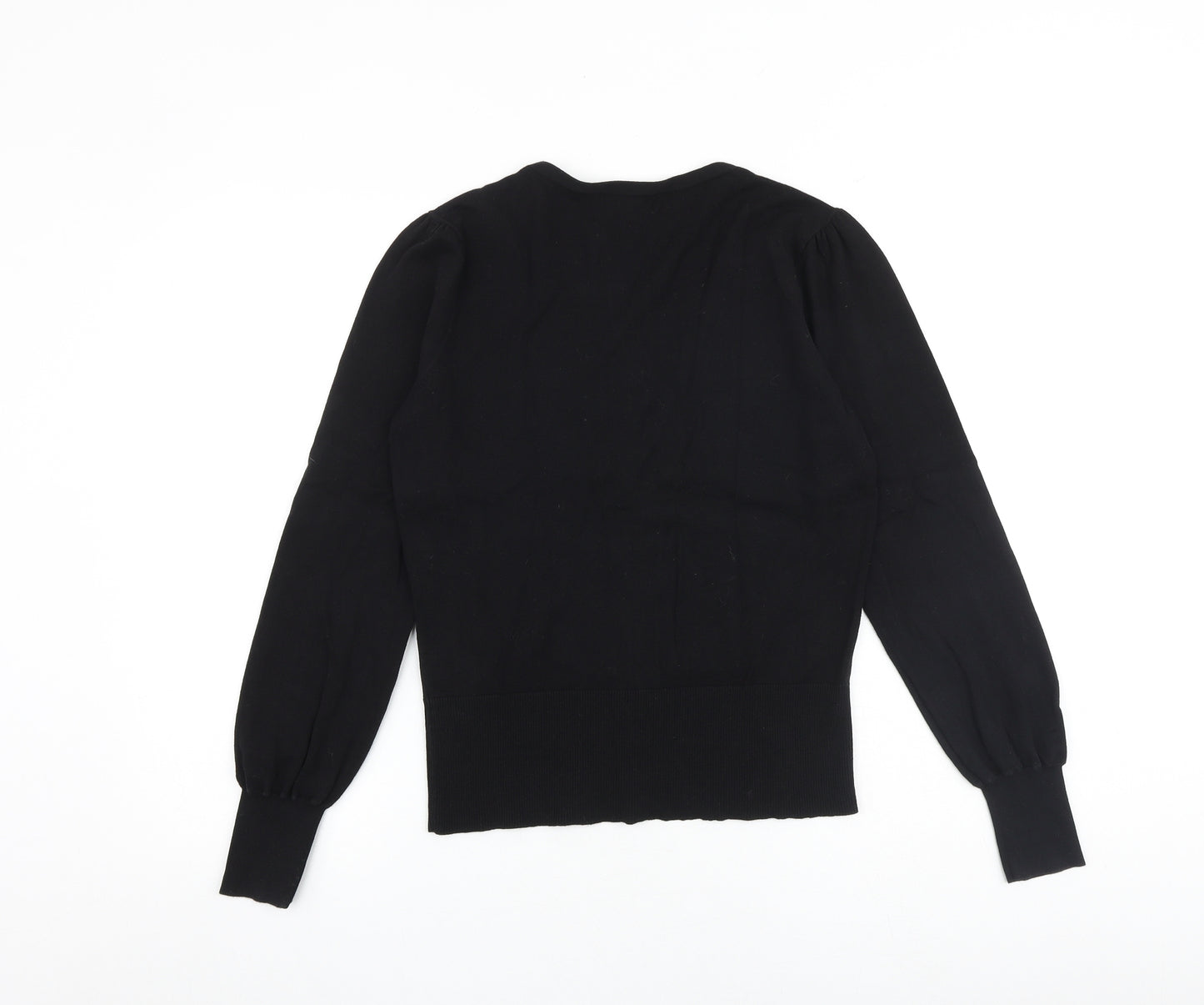 Monsoon Womens Black V-Neck Cotton Cardigan Jumper Size 12