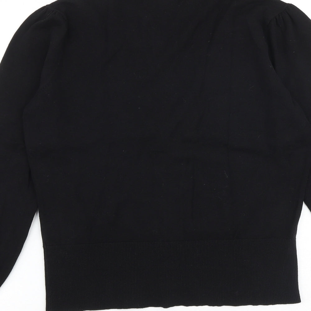 Monsoon Womens Black V-Neck Cotton Cardigan Jumper Size 12