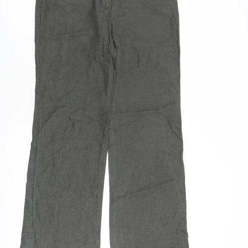 Monsoon Womens Grey Linen Trousers Size 32 in L32 in Regular Zip
