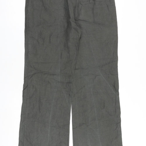 Monsoon Womens Grey Linen Trousers Size 32 in L32 in Regular Zip