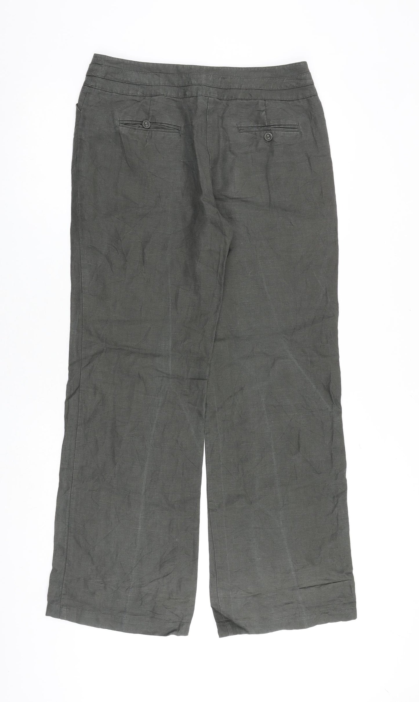 Monsoon Womens Grey Linen Trousers Size 32 in L32 in Regular Zip
