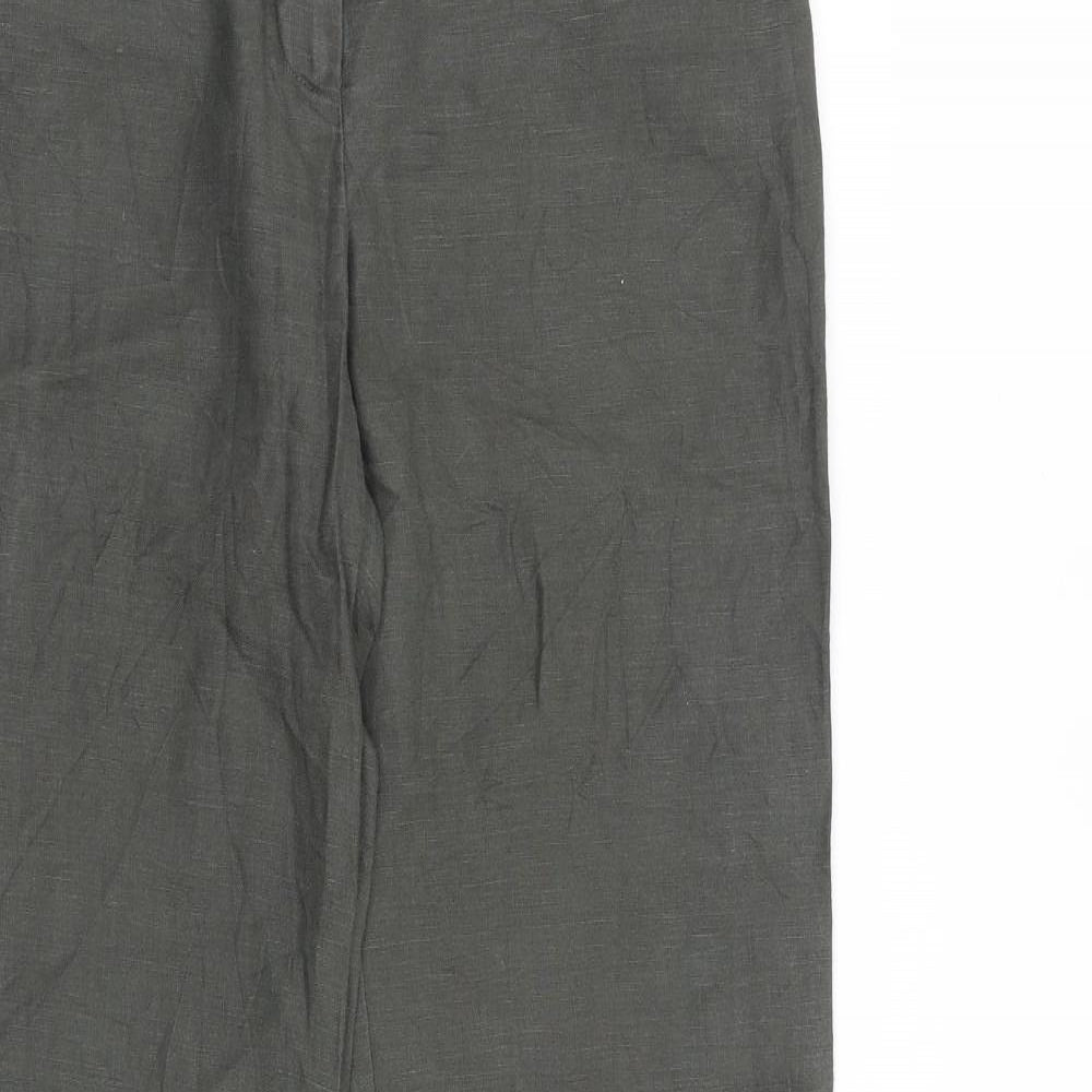 Monsoon Womens Grey Linen Trousers Size 32 in L32 in Regular Zip