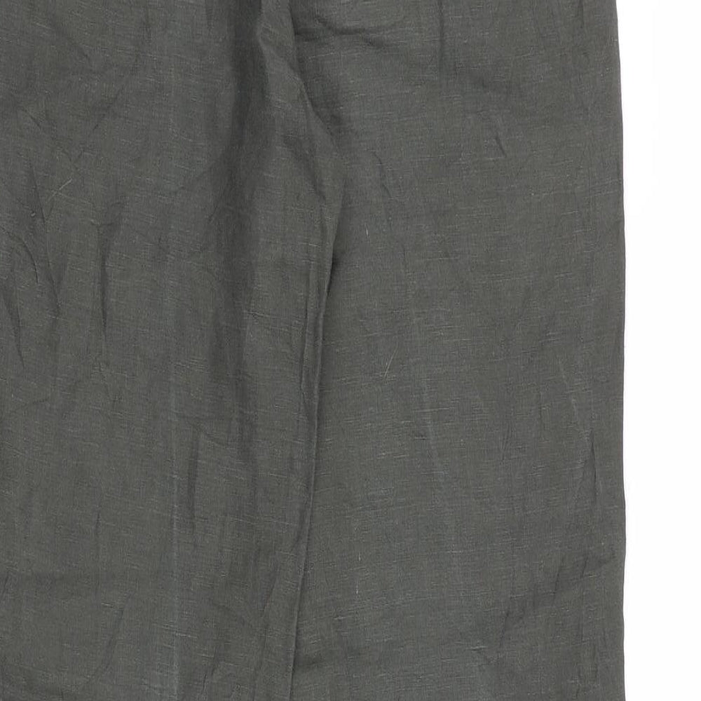 Monsoon Womens Grey Linen Trousers Size 32 in L32 in Regular Zip