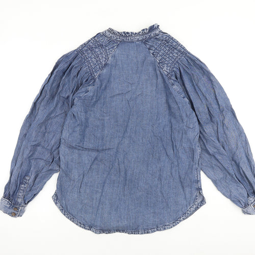 Marks and Spencer Womens Blue Lyocell Basic Blouse Size 8 V-Neck