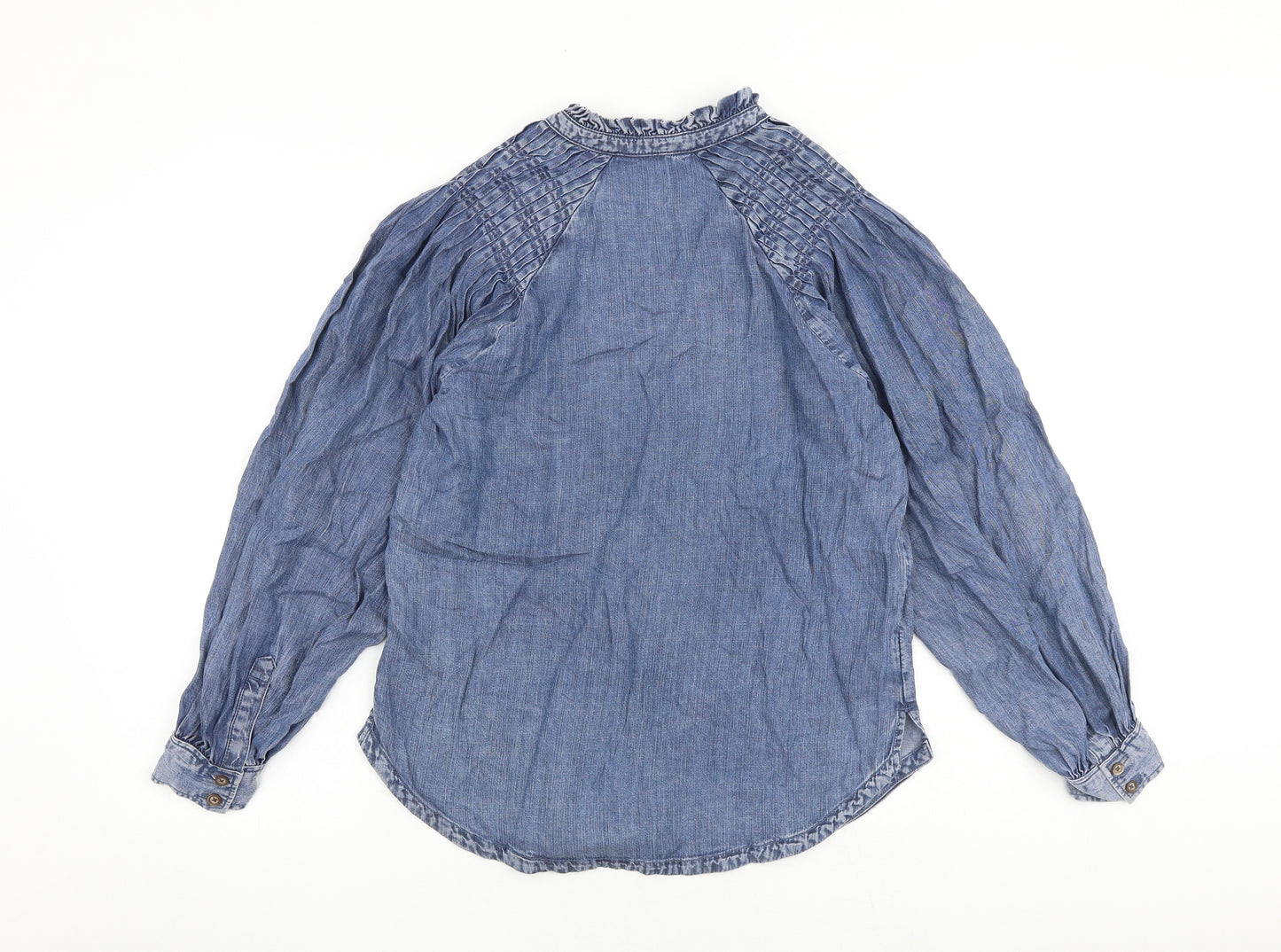 Marks and Spencer Womens Blue Lyocell Basic Blouse Size 8 V-Neck