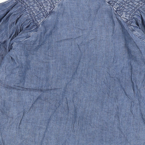 Marks and Spencer Womens Blue Lyocell Basic Blouse Size 8 V-Neck