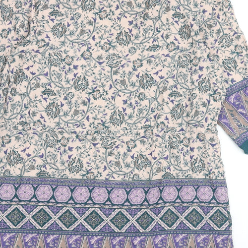 Indigo Womens Multicoloured Geometric Viscose A-Line Size 14 Round Neck Tie