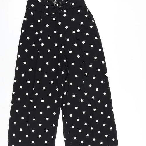 Urban Outfitters Womens Black Polka Dot Viscose Trousers Size 26 in L25 in Regular Buckle