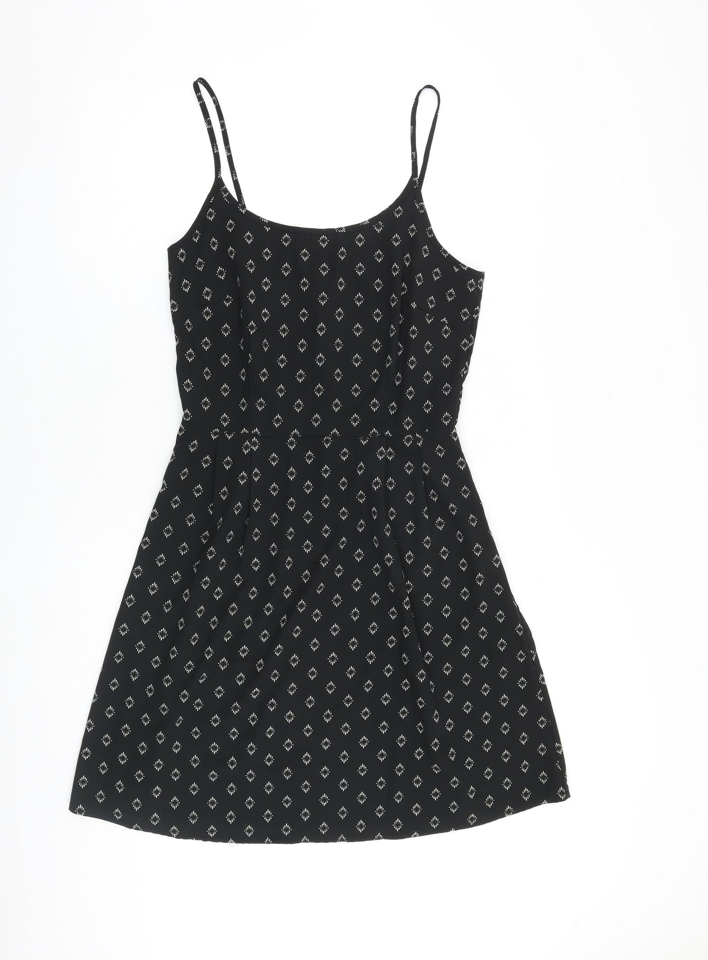 VERO MODA Womens Black Geometric Polyester Tank Dress Size L Round Neck Pullover