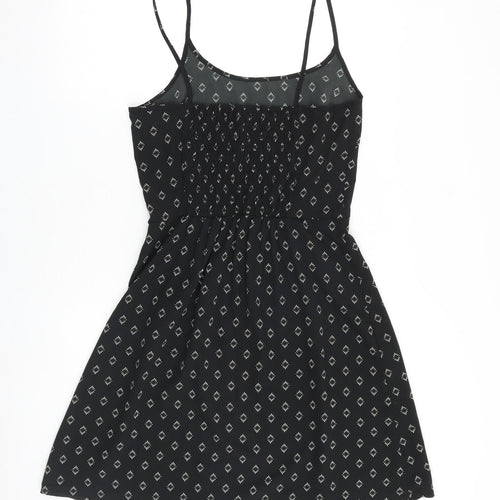 VERO MODA Womens Black Geometric Polyester Tank Dress Size L Round Neck Pullover