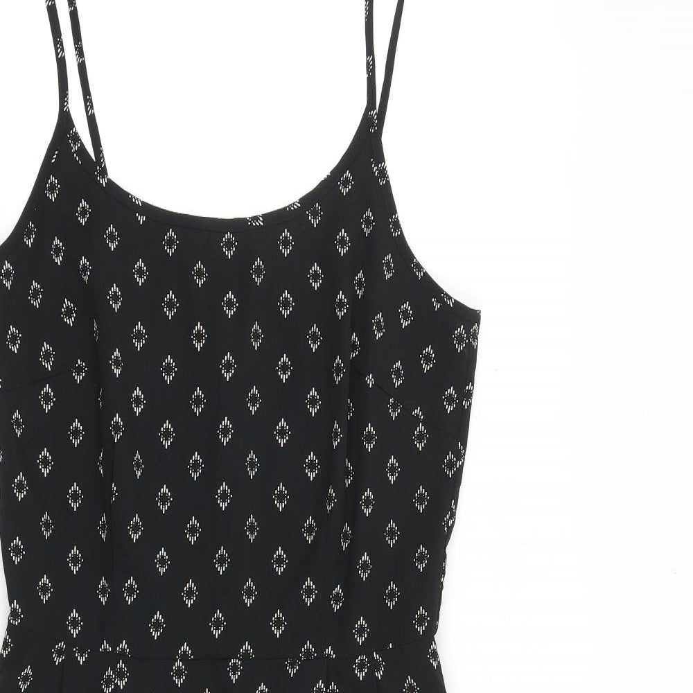 VERO MODA Womens Black Geometric Polyester Tank Dress Size L Round Neck Pullover