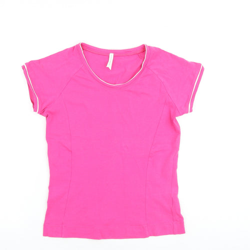 Marks and Spencer Womens Pink Cotton Basic T-Shirt Size 14 Round Neck