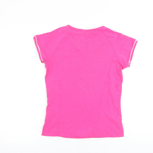 Marks and Spencer Womens Pink Cotton Basic T-Shirt Size 14 Round Neck
