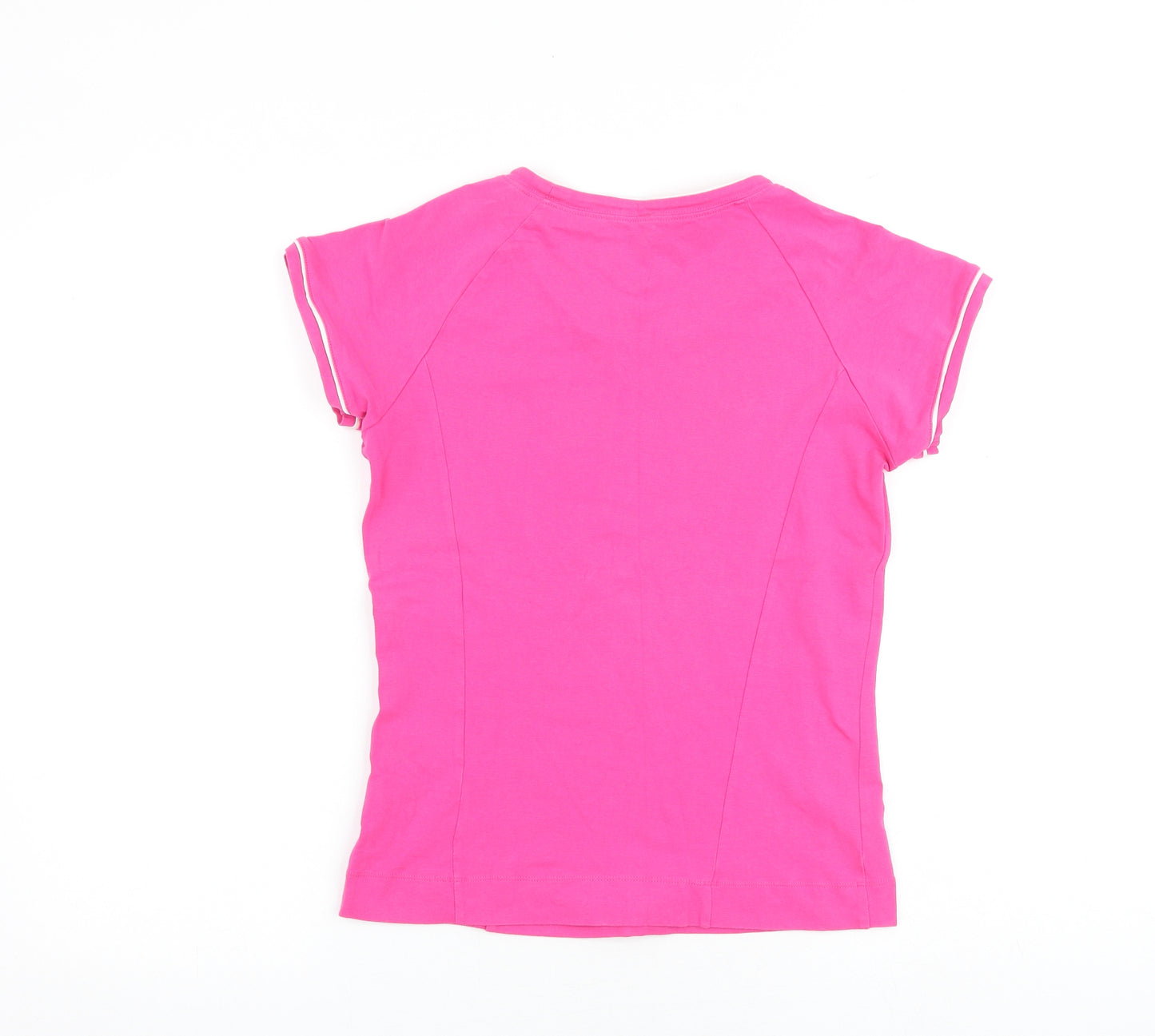 Marks and Spencer Womens Pink Cotton Basic T-Shirt Size 14 Round Neck