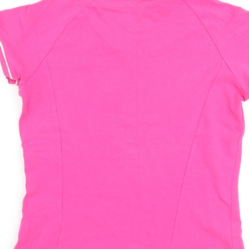 Marks and Spencer Womens Pink Cotton Basic T-Shirt Size 14 Round Neck