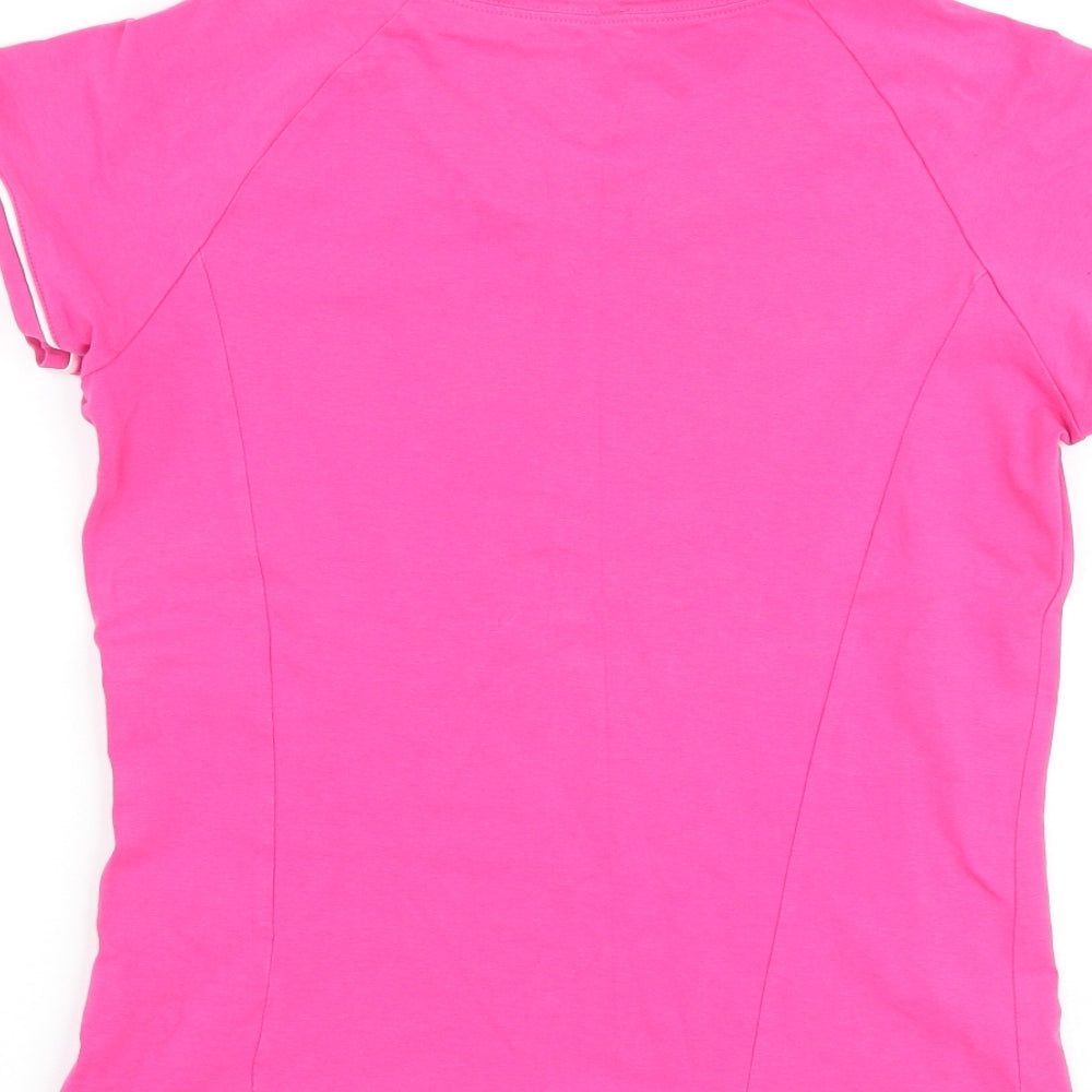 Marks and Spencer Womens Pink Cotton Basic T-Shirt Size 14 Round Neck