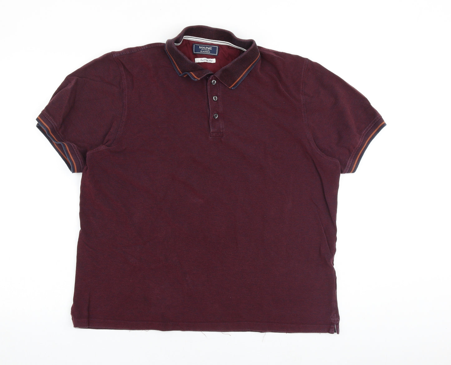Maine Mens Red 100% Cotton Polo Size XL Collared Button