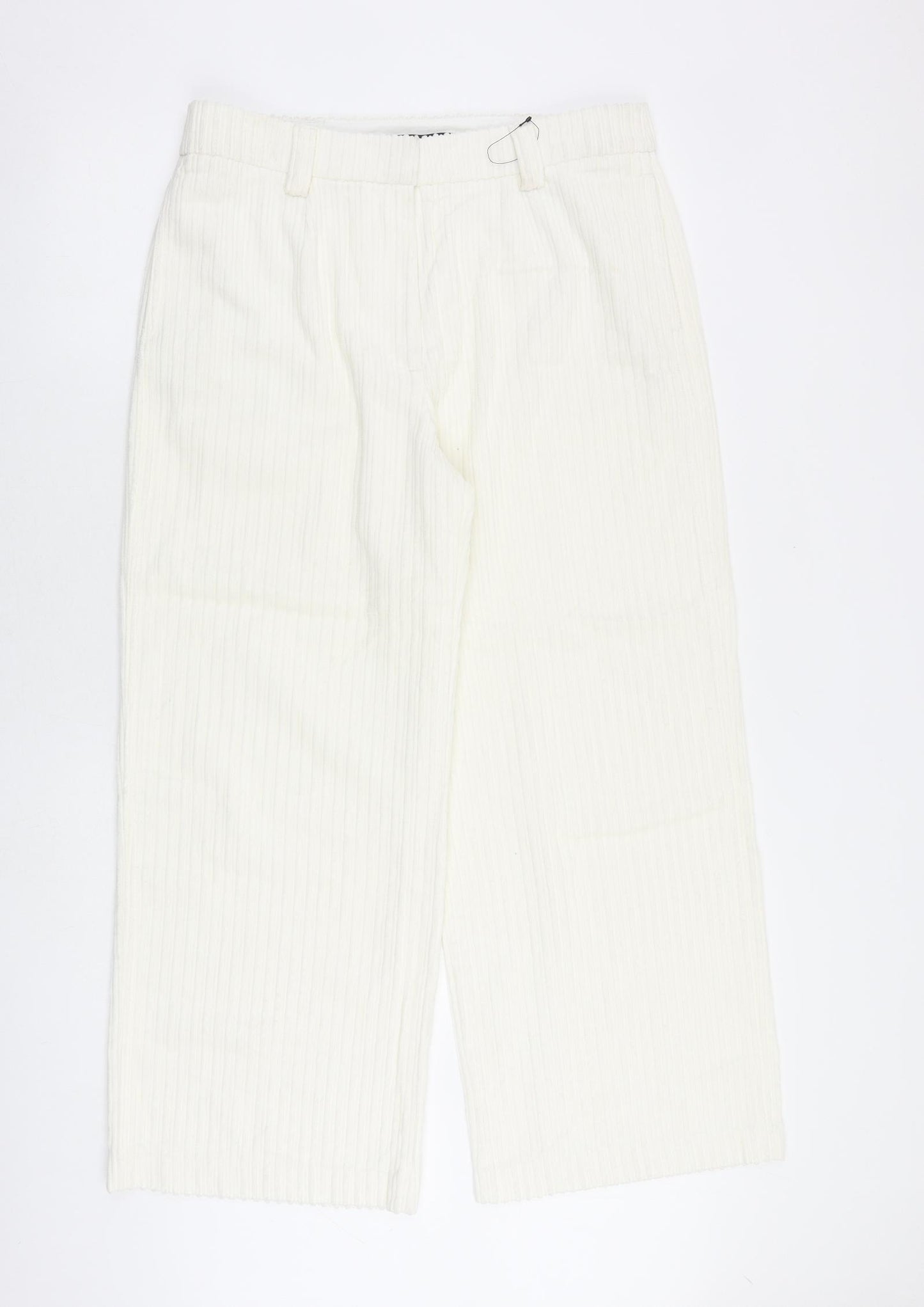 Marks and Spencer Womens Ivory Cotton Trousers Size 16 L28 in Regular Zip