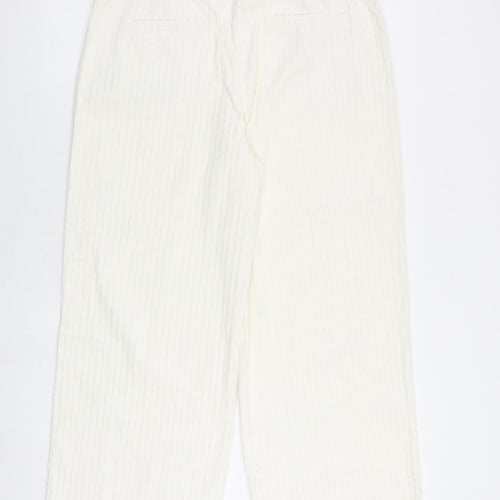 Marks and Spencer Womens Ivory Cotton Trousers Size 16 L28 in Regular Zip