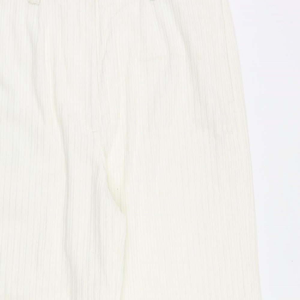 Marks and Spencer Womens Ivory Cotton Trousers Size 16 L28 in Regular Zip