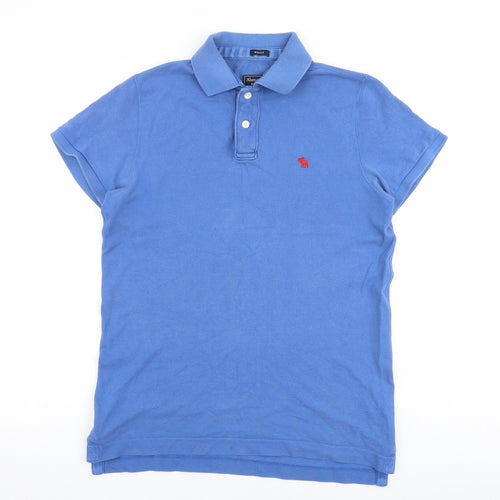 Abercrombie & Fitch Mens Blue 100% Cotton Polo Size M Collared Button
