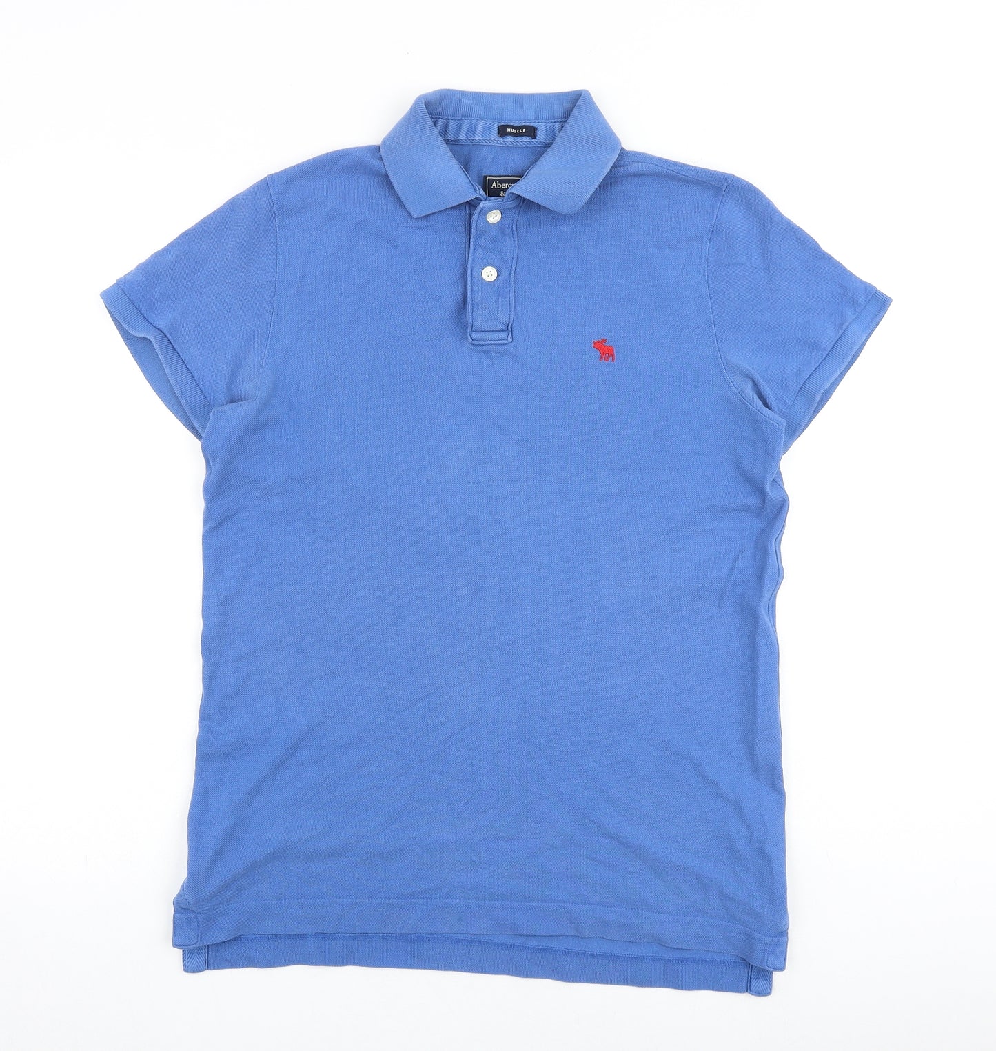 Abercrombie & Fitch Mens Blue 100% Cotton Polo Size M Collared Button
