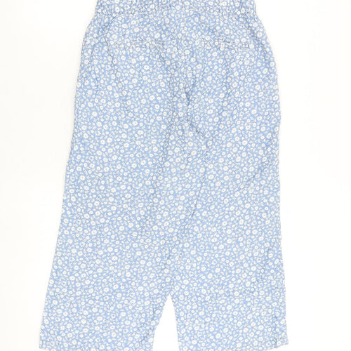 NEXT Womens Blue Floral Lyocell Cropped Trousers Size 10 L23 in Regular Zip