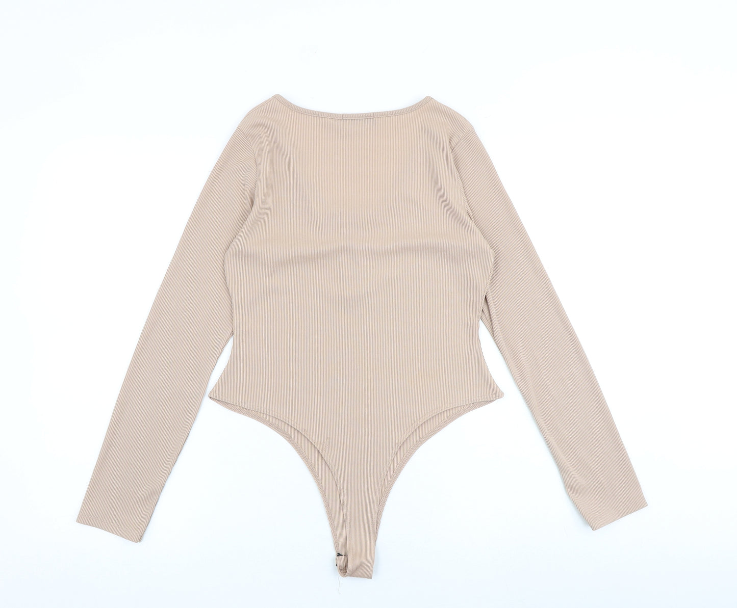 PRETTYLITTLETHING Womens Brown Polyester Bodysuit One-Piece Size 12 Snap