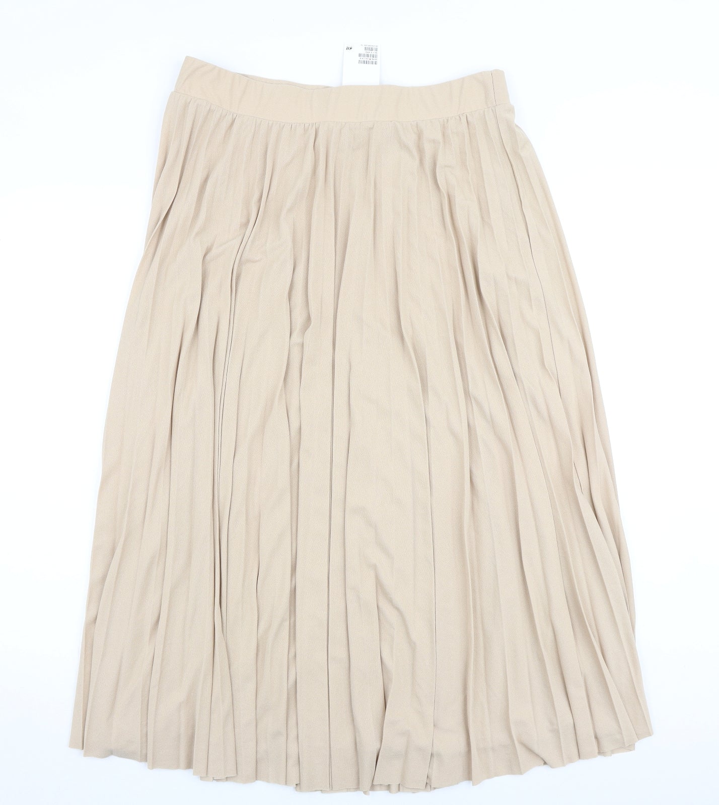 H&M Womens Beige Polyester Pleated Skirt Size L