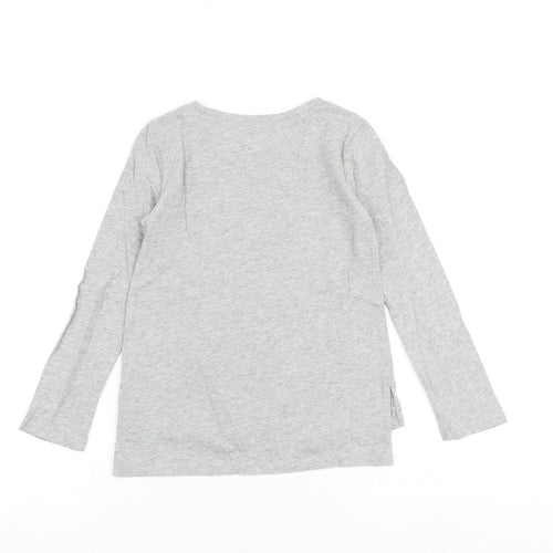 Gap Girls Grey 100% Cotton Basic T-Shirt Size 6-7 Years Round Neck Pullover - Unicorn