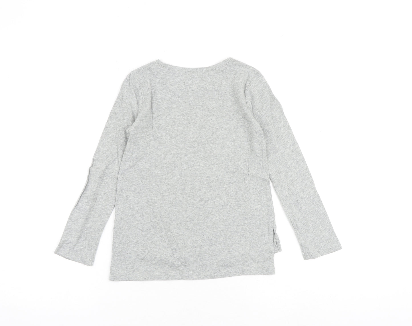 Gap Girls Grey 100% Cotton Basic T-Shirt Size 6-7 Years Round Neck Pullover - Unicorn