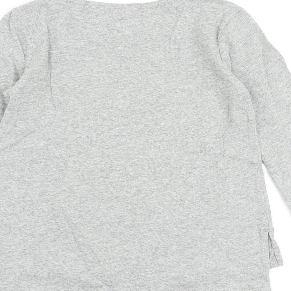 Gap Girls Grey 100% Cotton Basic T-Shirt Size 6-7 Years Round Neck Pullover - Unicorn