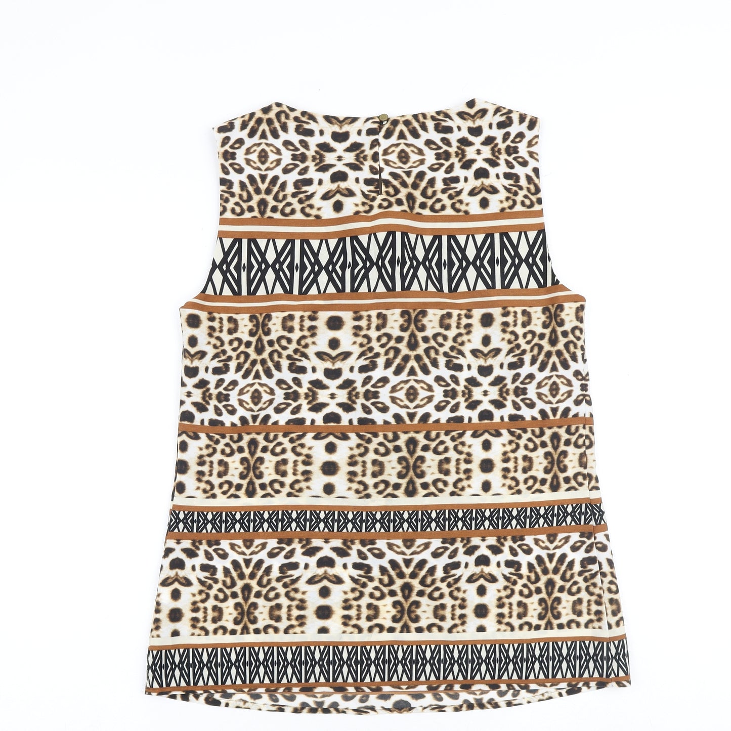 Marks and Spencer Womens Multicoloured Animal Print Polyester Basic Blouse Size 10 Round Neck
