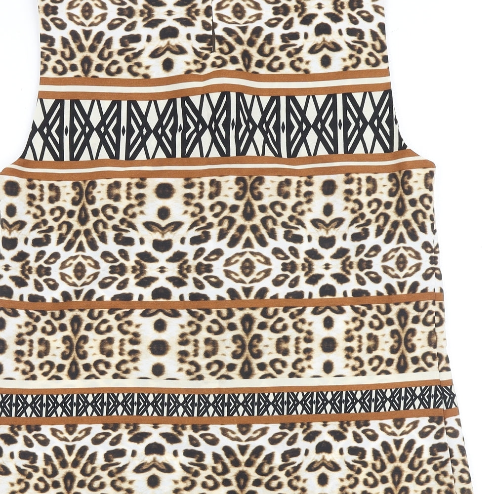 Marks and Spencer Womens Multicoloured Animal Print Polyester Basic Blouse Size 10 Round Neck