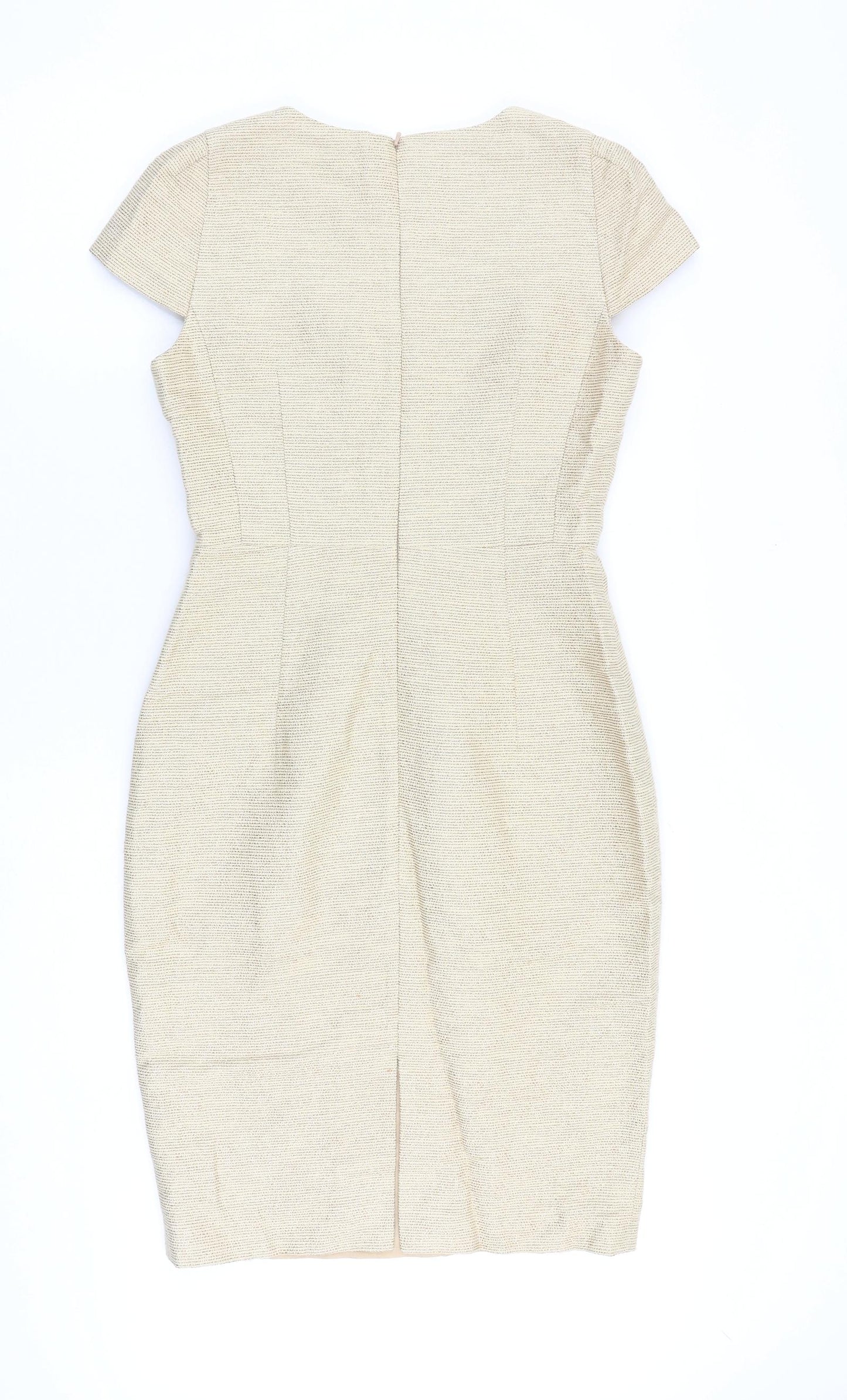 Hobbs Womens Gold Cotton Shift Size 10 Square Neck Zip