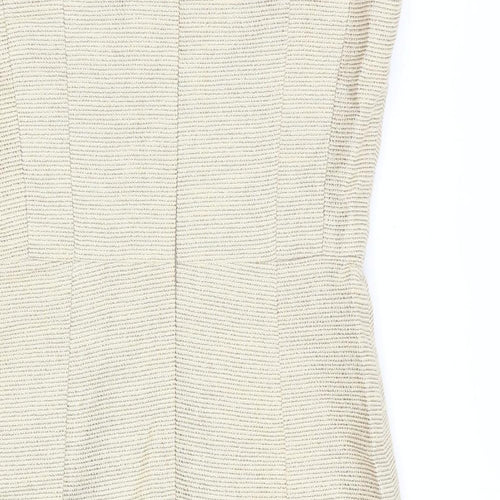 Hobbs Womens Gold Cotton Shift Size 10 Square Neck Zip